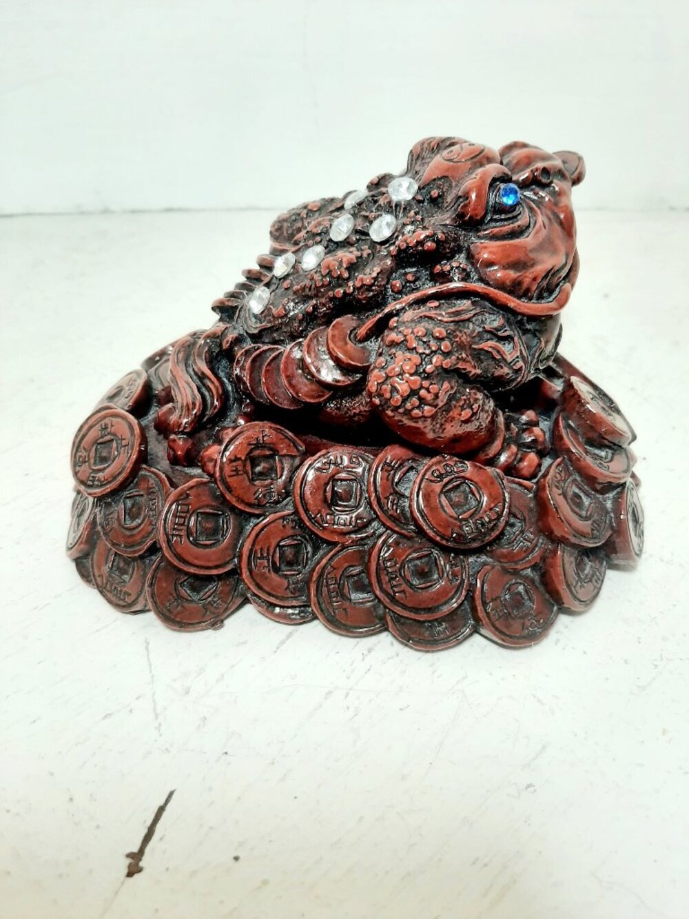 Faux Cinnebar Asian Feng Shui Money Frog.